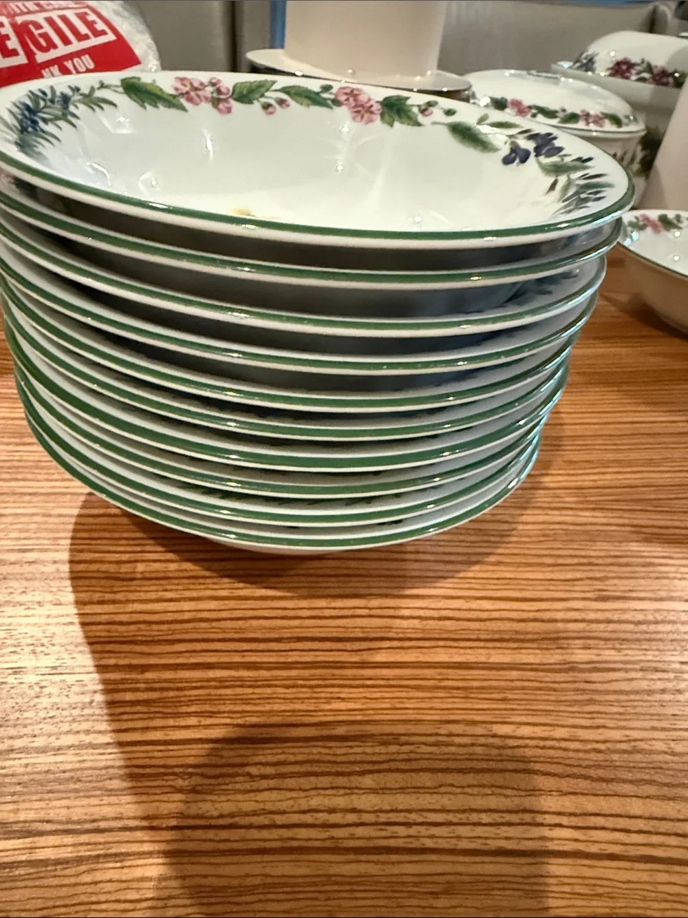 Worcester Royal Floral Botanical cereal Bowl - White with Green Trim